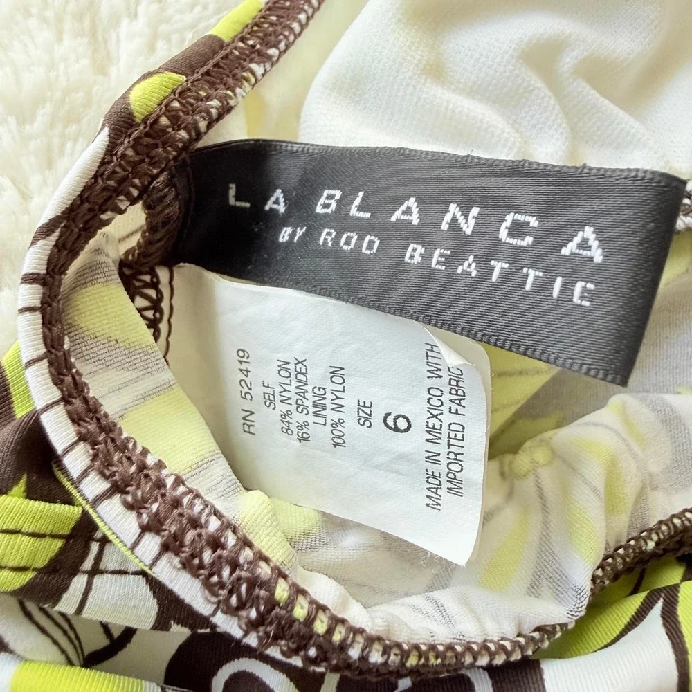 La Blanca by Rod Beattie Floral Halter Tankini Top Size 6